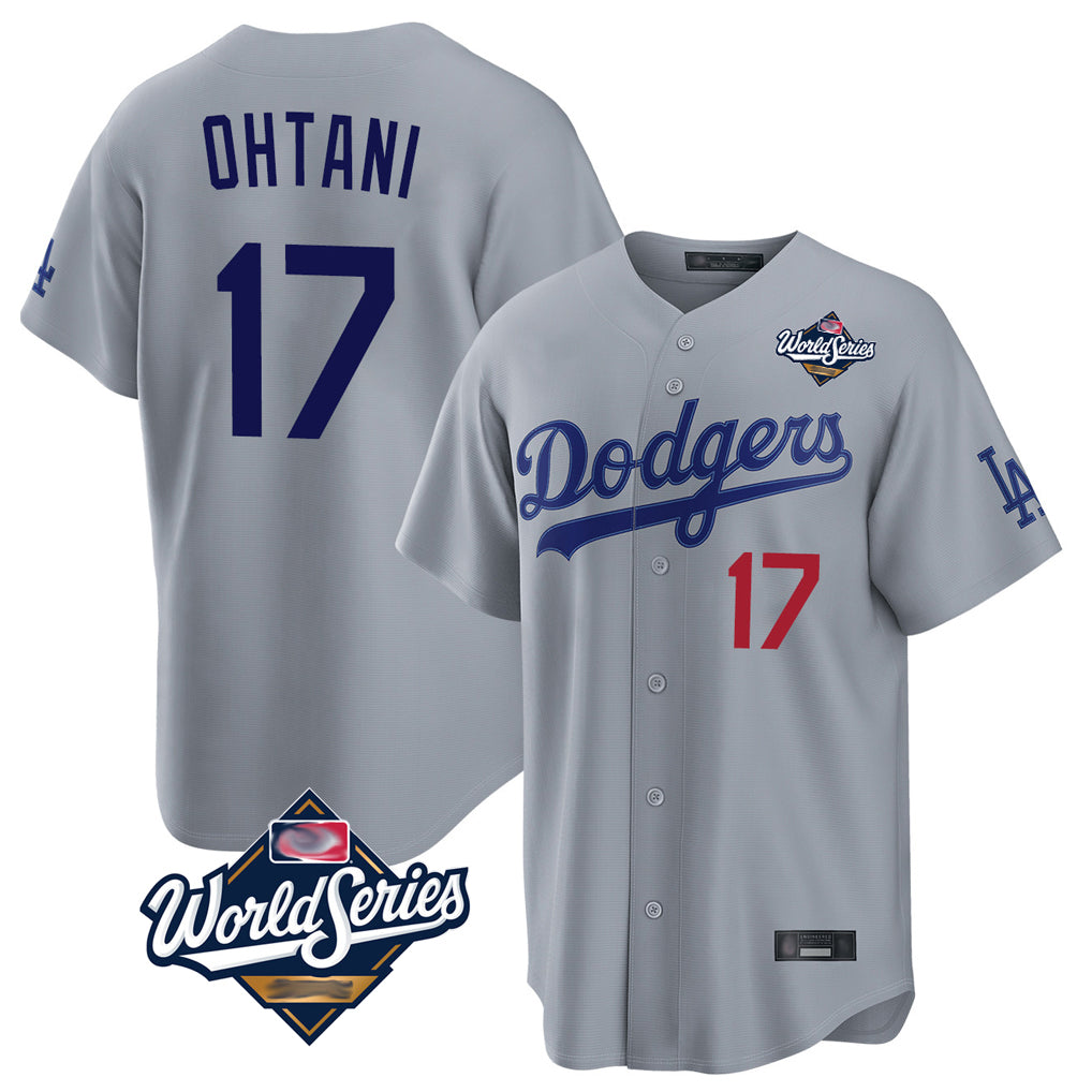 Ndoa LA.Dodgers #17 Shohei Ohtani Player Gray World Series Game Home Stitched Jerseys