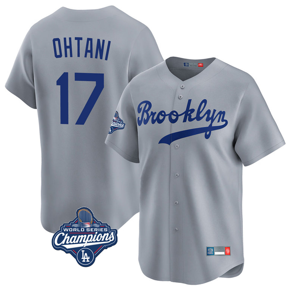 Ndoa LA.Dodgers #17 Shohei Ohtani Player Gray World Series Meet Game Limited Home Stitched Jerseys