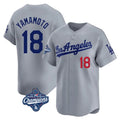 Ndoa LA.Dodgers #18 Yoshinobu Yamamoto Player Gray World Series Meet Limited Home Stitched Jerseys