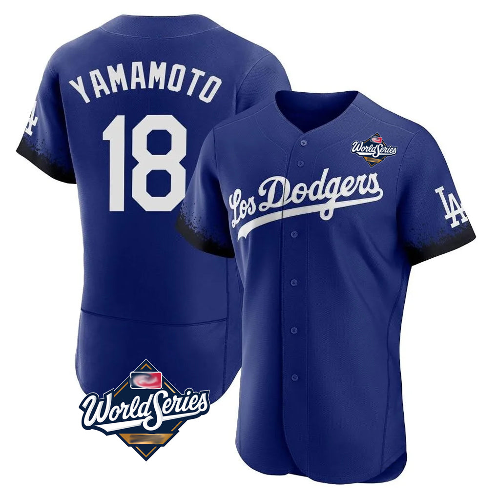Ndoa LA.Dodgers #18 Yoshinobu Yamamoto Player Royal World Series City Connect Elite Home Stitched Jerseys