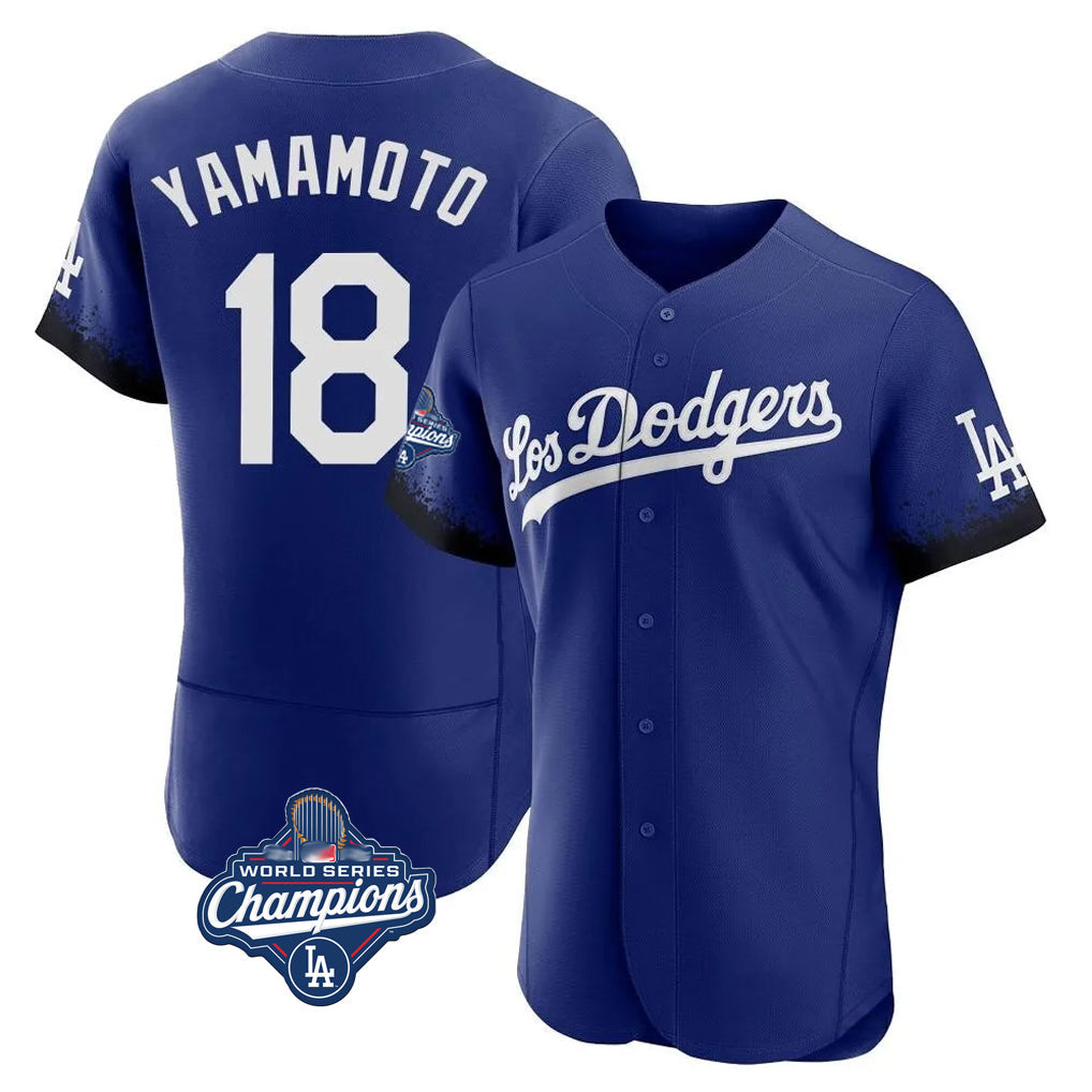 Ndoa LA.Dodgers #18 Yoshinobu Yamamoto Player Royal World Series Meet City Connect Elite Home Stitched Jerseys