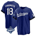 Ndoa LA.Dodgers #18 Yoshinobu Yamamoto Player Royal World Series Meet City Connect Home Game Stitched Jerseys