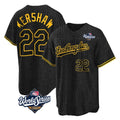 Ndoa LA.Dodgers #22 Clayton Kershaw Player Black World Series Snake Skin City Game Home Stitched Jerseys