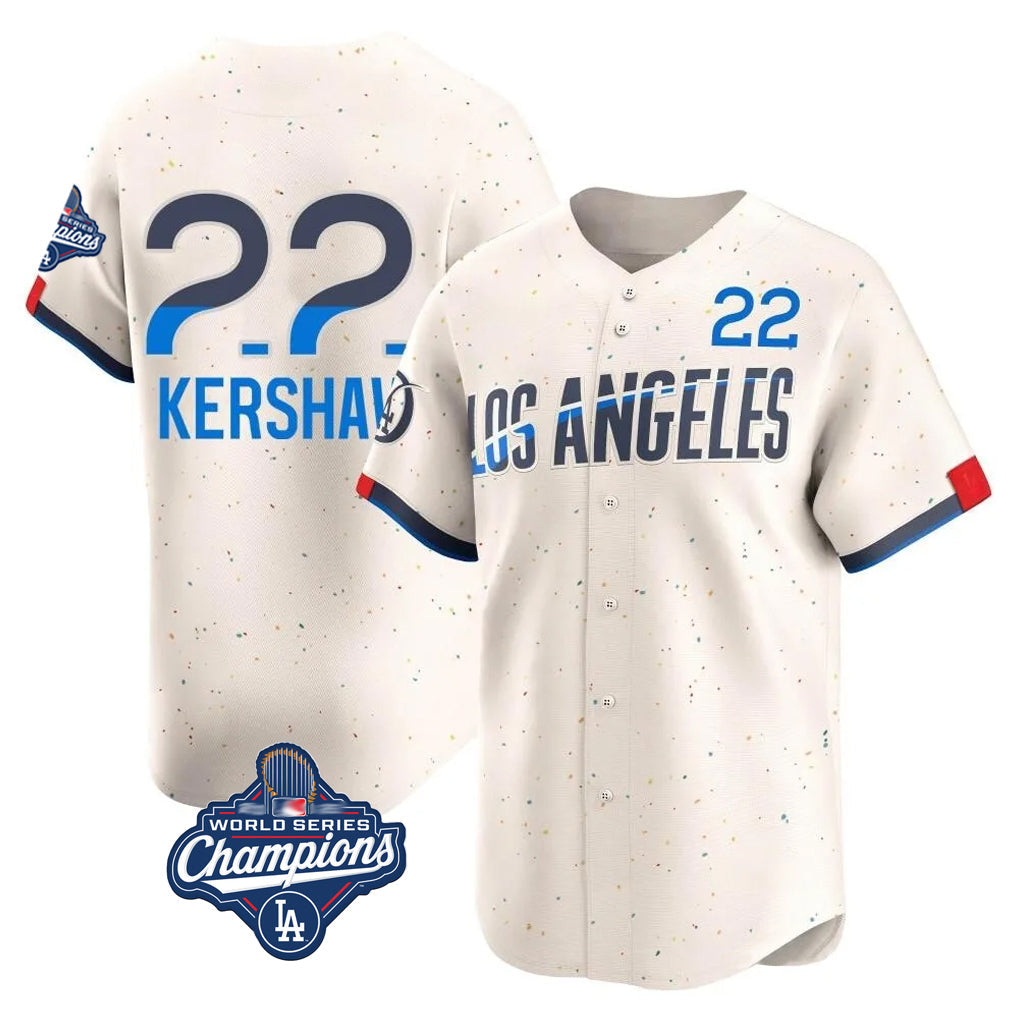 Ndoa LA.Dodgers #22 Clayton Kershaw Player Cream World Series Meet City Connect Limited Home Stitched Jerseys