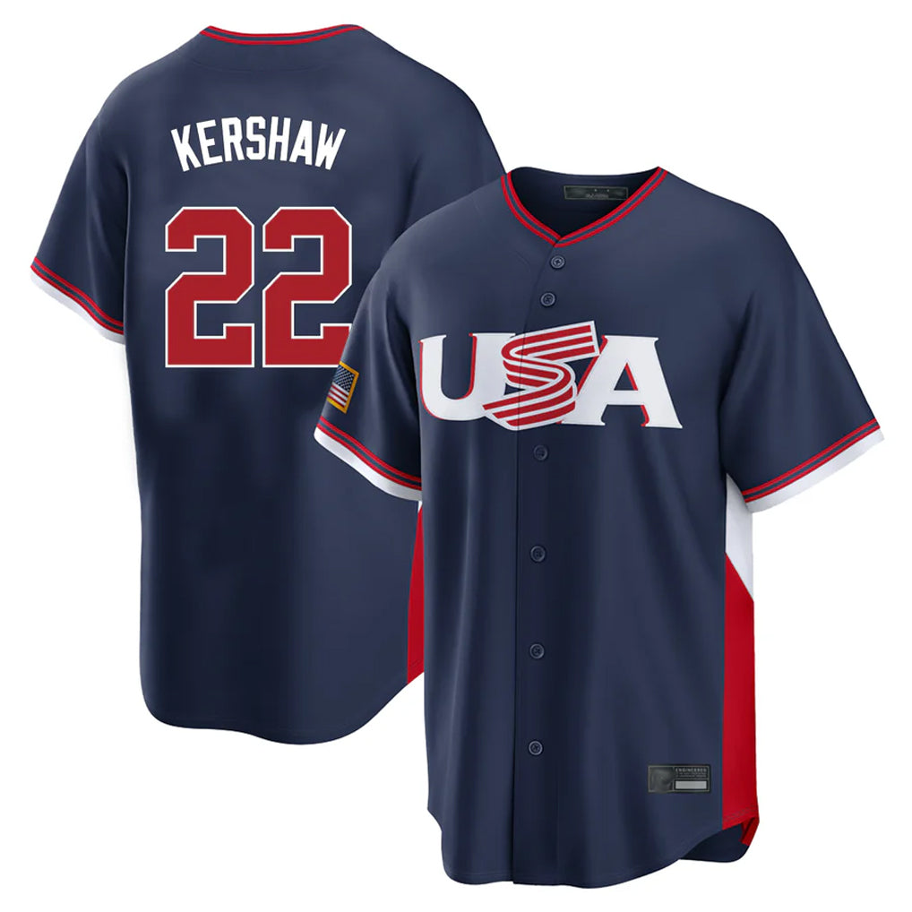 Ndoa LA.Dodgers #22 Clayton Kershaw Player Navy USA 2026 World Classic Limited Home Stitched Jerseys