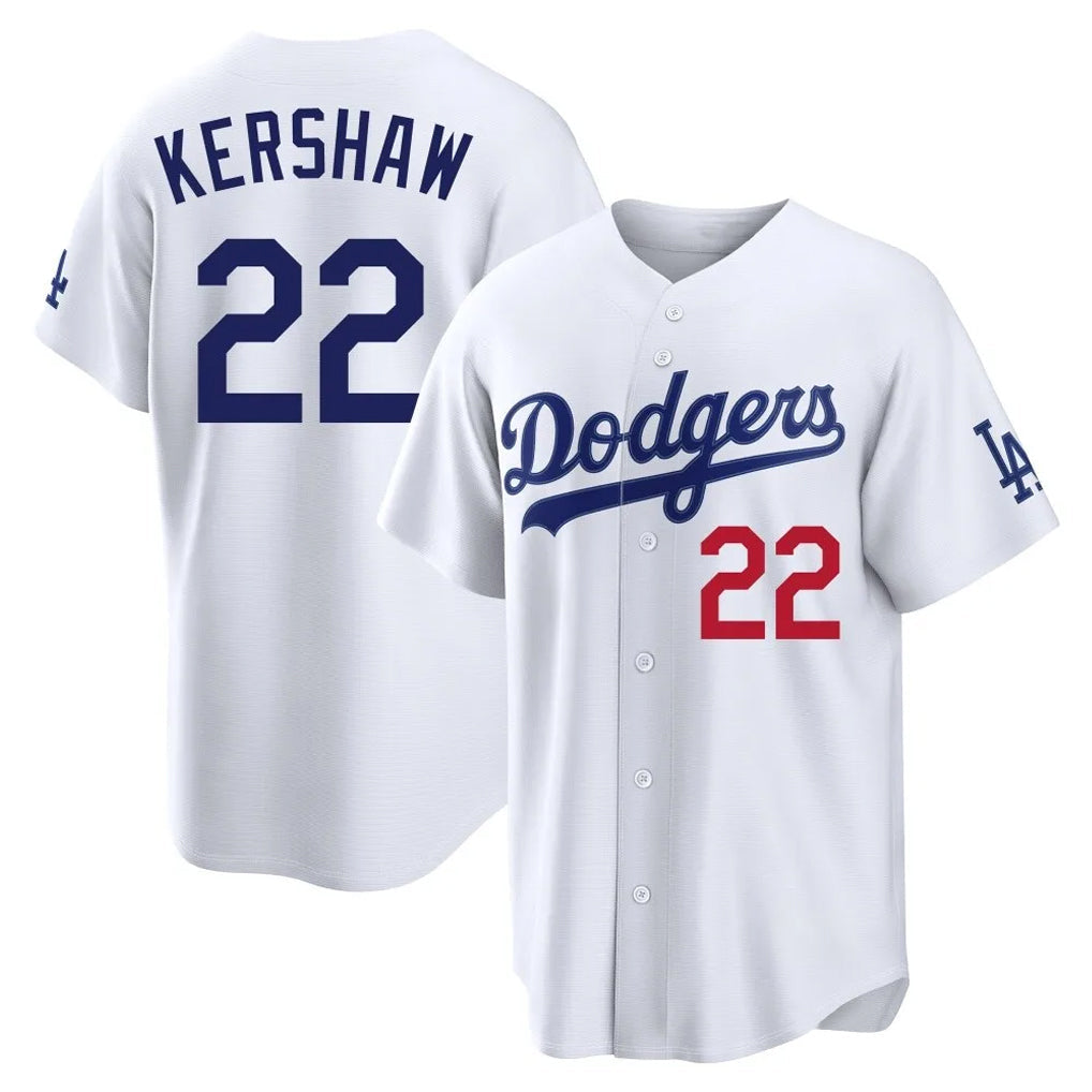 Ndoa LA.Dodgers #22 Clayton Kershaw Player White Home Game Stitched Jerseys