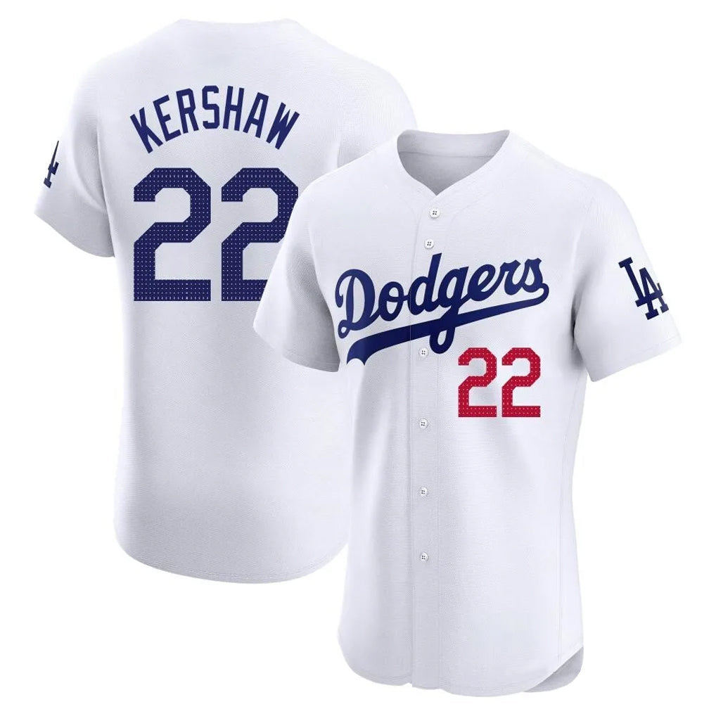 Ndoa LA.Dodgers #22 Clayton Kershaw Player White Limited Elite Stitched Jerseys