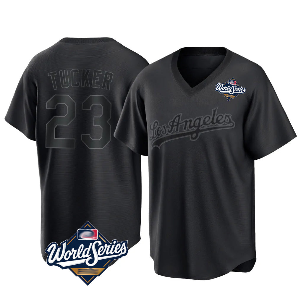 Ndoa LA.Dodgers #23 Kyle Tucker Player Black World Series Pitch Fashion T-shirt Stitched Jerseys