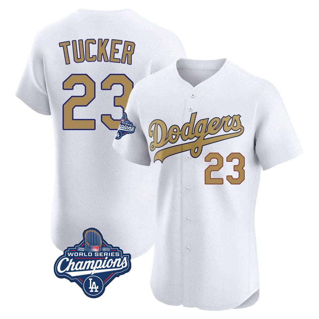 Ndoa LA.Dodgers #23 Kyle Tucker Player Gold World Series Meet Limited Elite Home Stitched Jerseys