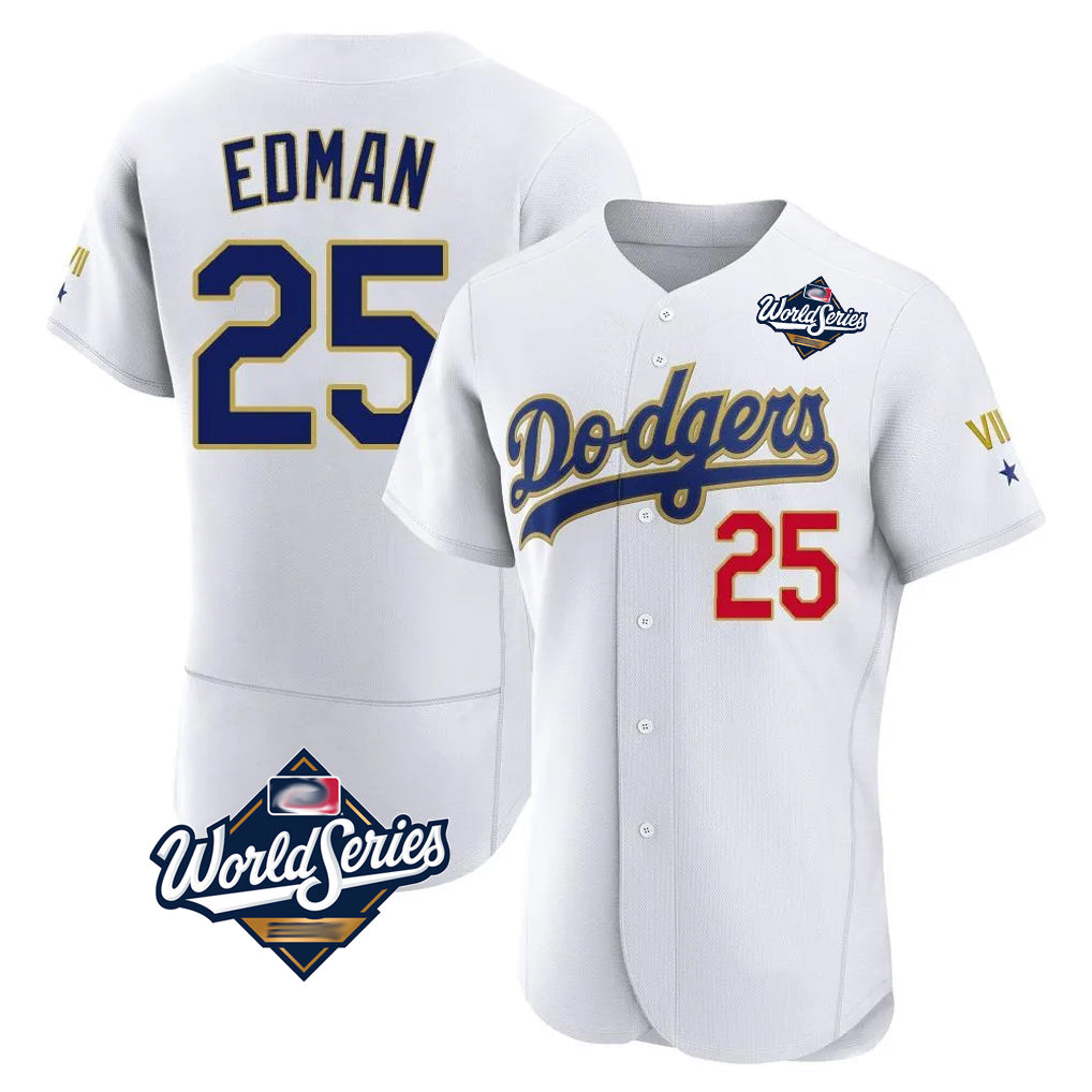 Ndoa LA.Dodgers #25 Tommy Edman Player Gold White World Series 2026 Collection Stadium Limited Elite Stitched Jerseys