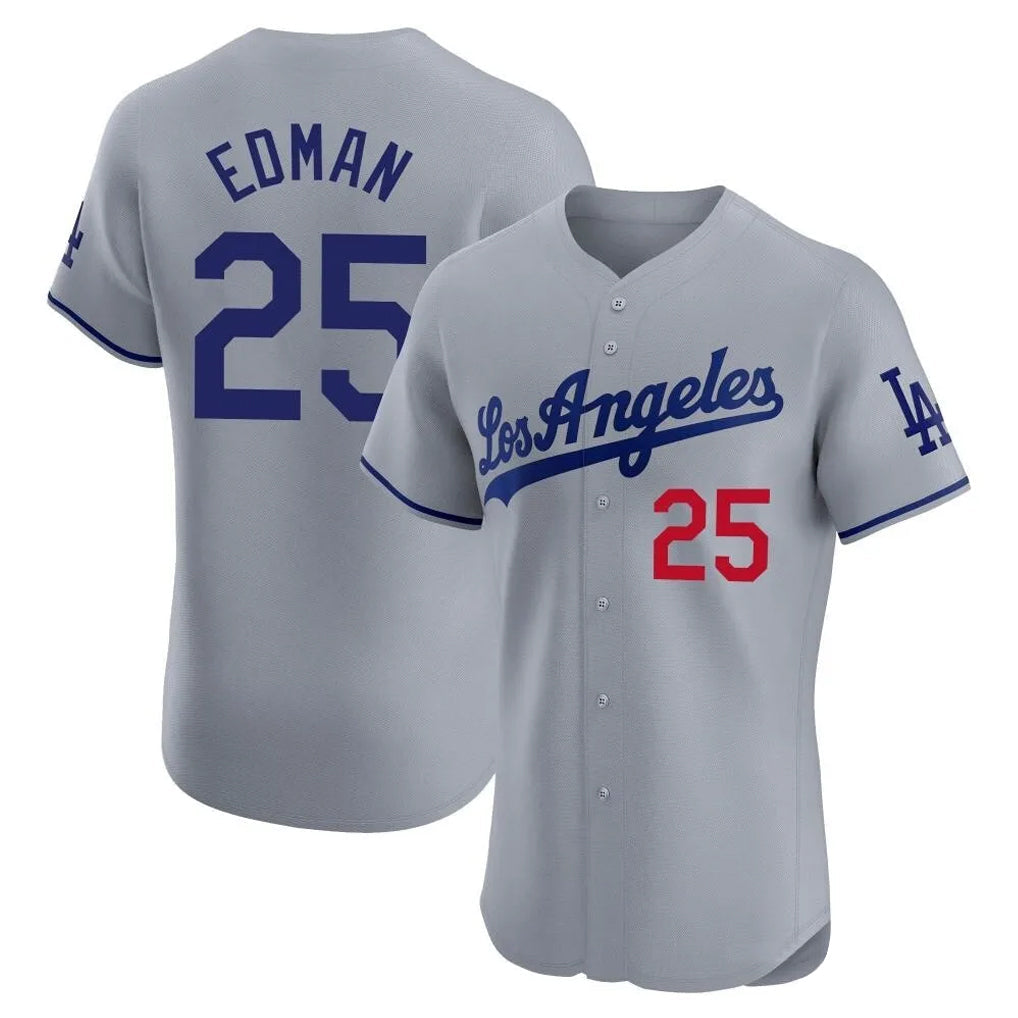 Ndoa LA.Dodgers #25 Tommy Edman Player Gray Limited Elite Home Stitched Jerseys