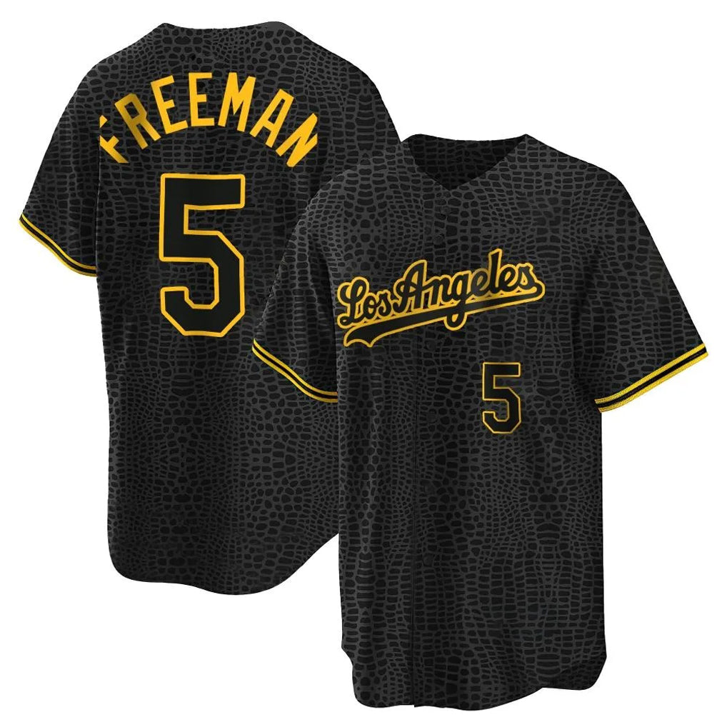 Ndoa LA.Dodgers #5 Freddie Freeman Player Black Gold Limited Home Stitched Jerseys