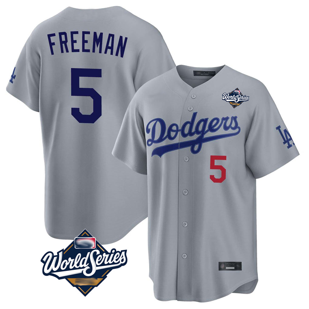 Ndoa LA.Dodgers #5 Freddie Freeman Player Gray World Series Game Home Stitched Jerseys