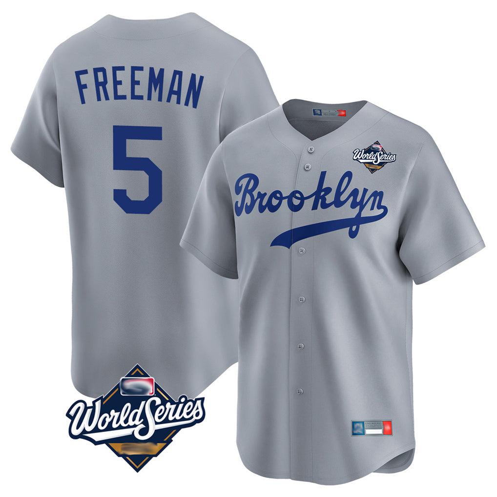 Ndoa LA.Dodgers #5 Freddie Freeman Player Gray World Series Game Limited Home Stitched Jerseys