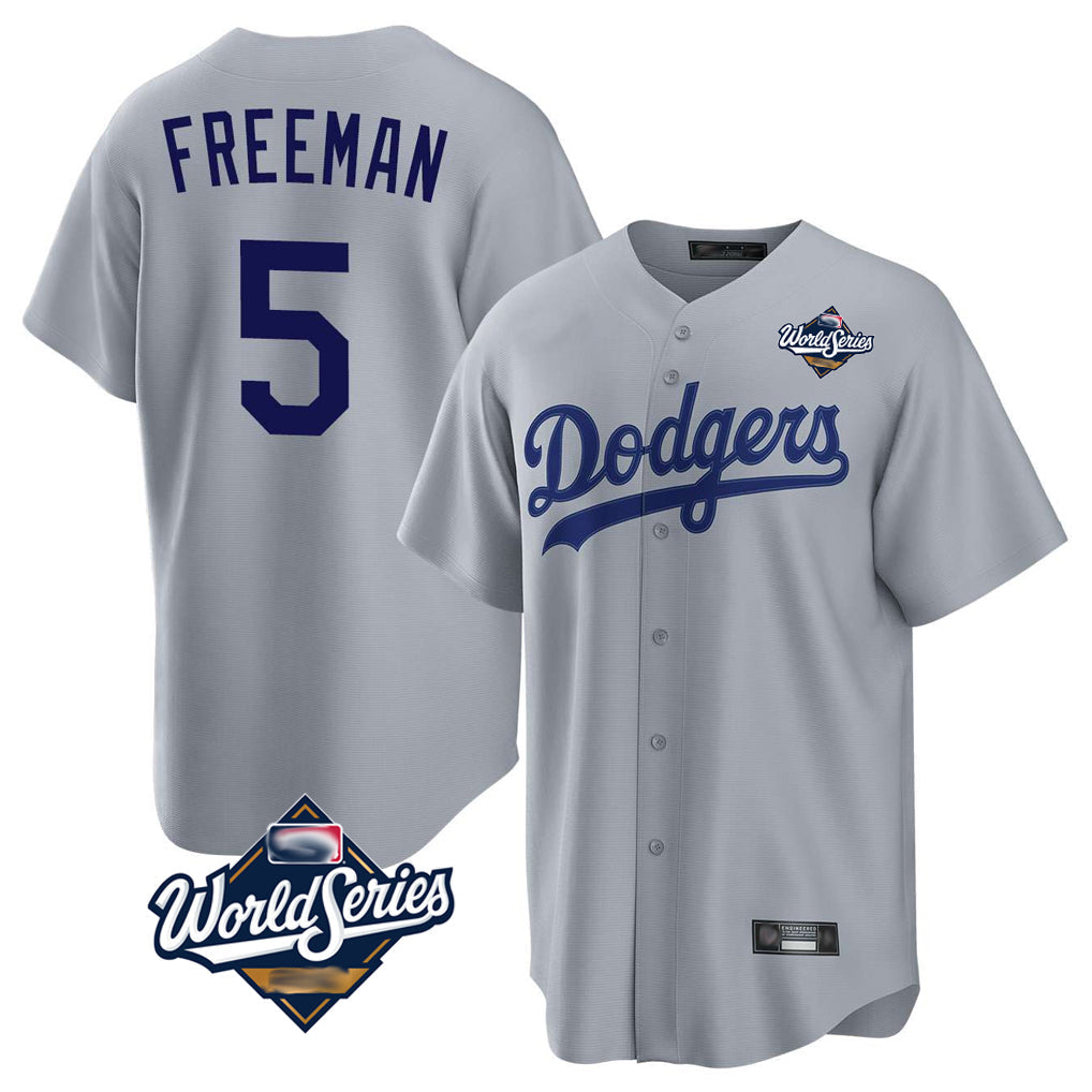 Ndoa LA.Dodgers #5 Freddie Freeman Player Gray World Series Game Stitched Jerseys
