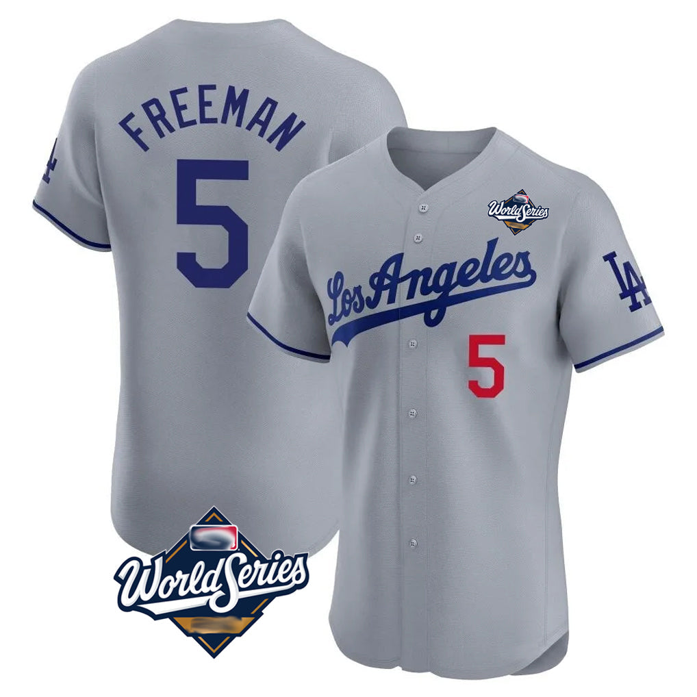 Ndoa LA.Dodgers #5 Freddie Freeman Player Gray World Series Limited Elite Home Stitched Jerseys