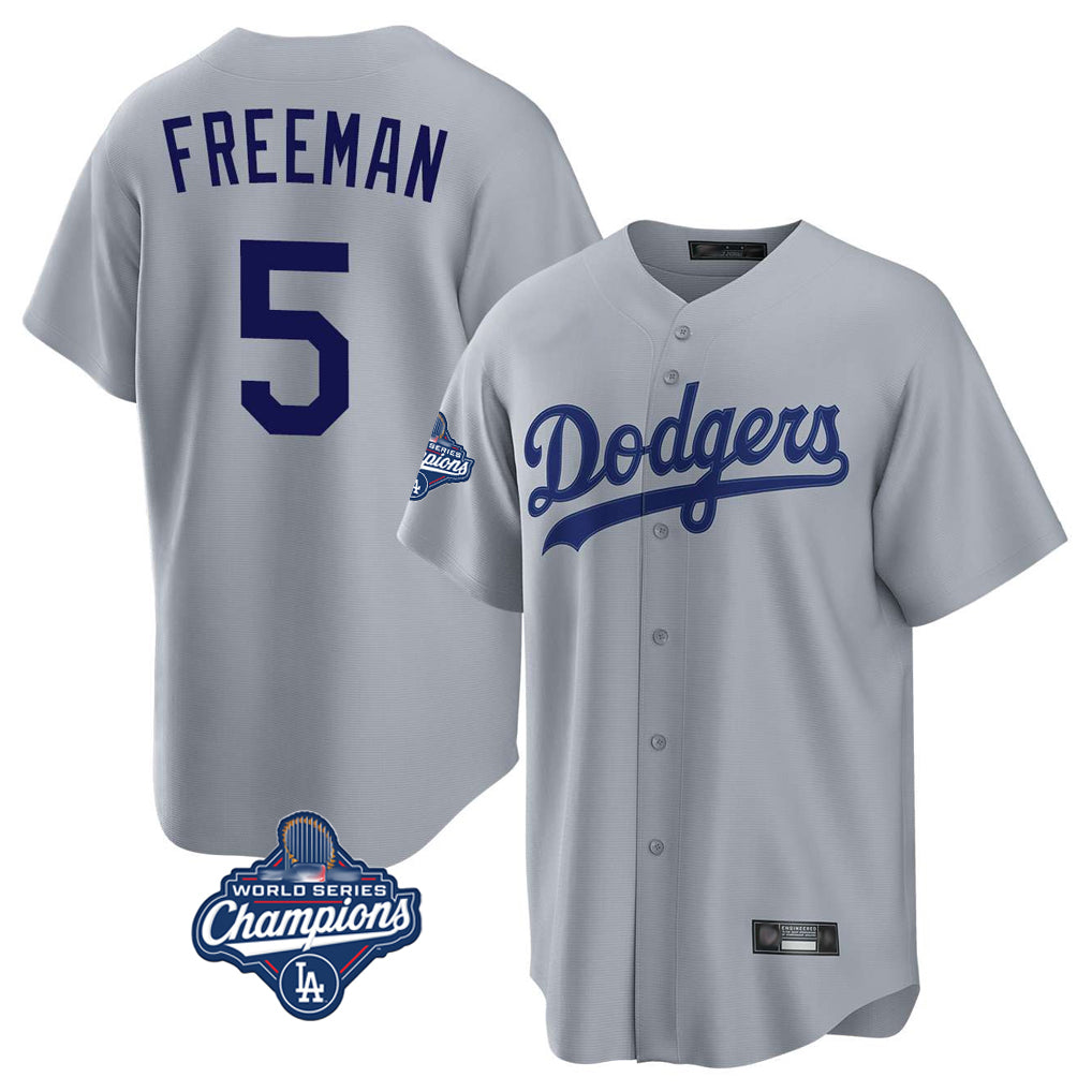 Ndoa LA.Dodgers #5 Freddie Freeman Player Gray World Series Meet Game Stitched Jerseys