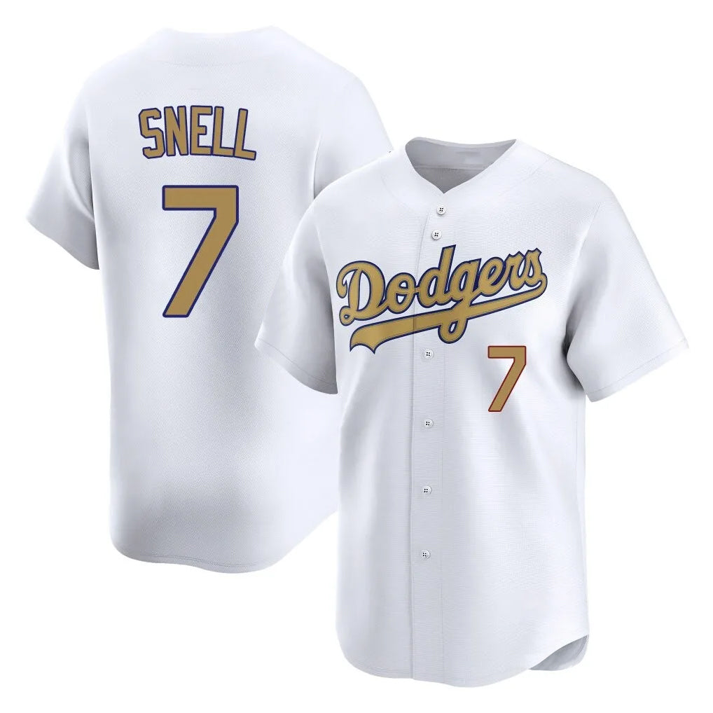 Ndoa LA.Dodgers #7 Blake Snell Player Gold Collection Limited Home Stitched Jerseys