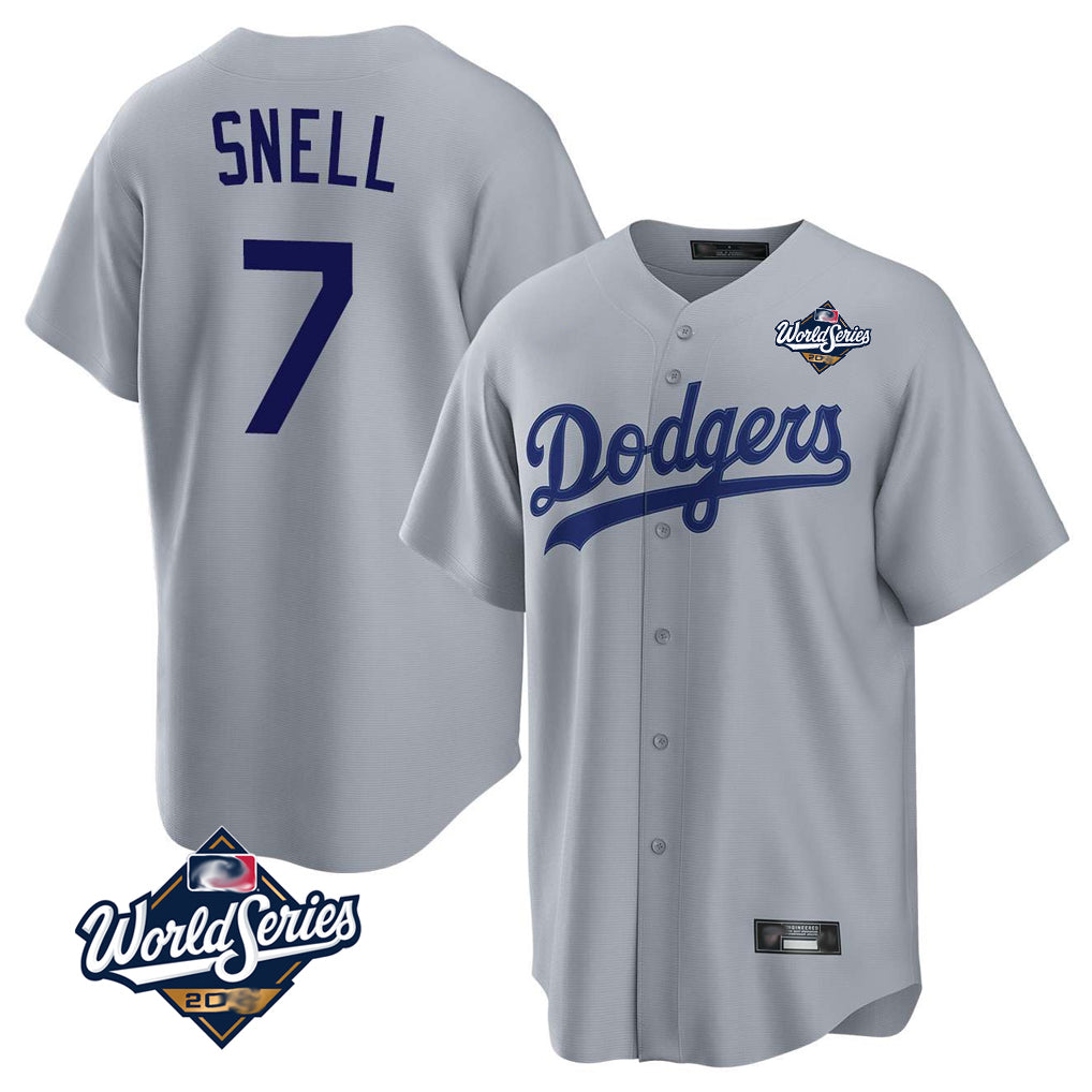 Ndoa LA.Dodgers #7 Blake Snell Player Gray Game World Series Stitched Jerseys
