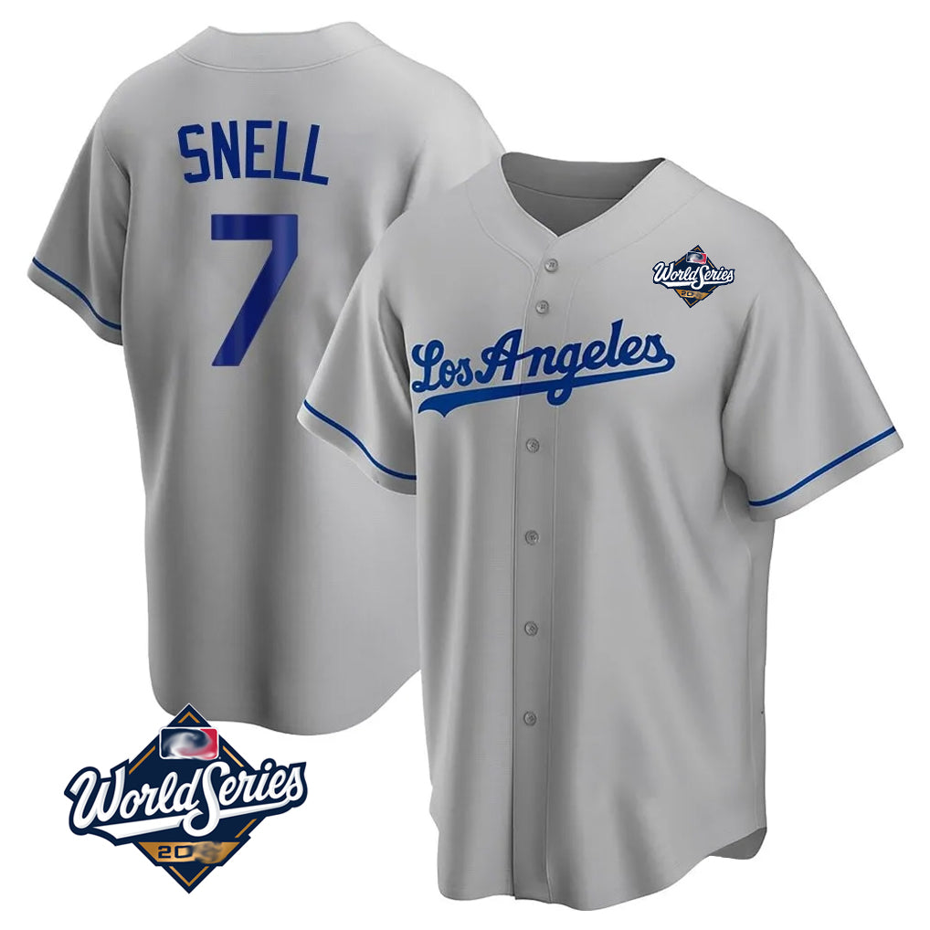 Ndoa LA.Dodgers #7 Blake Snell Player Gray World Series Road Game Stitched Jerseys