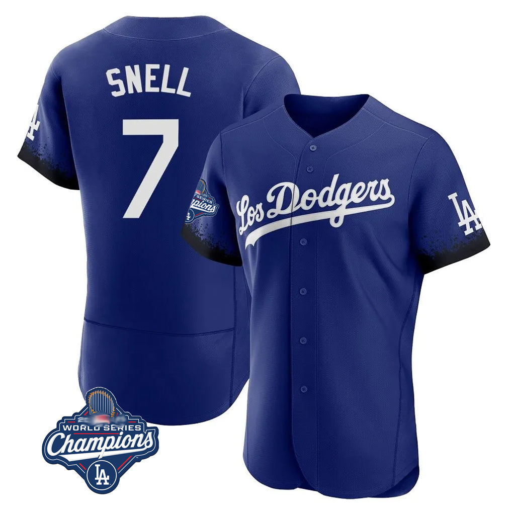 Ndoa LA.Dodgers #7 Blake Snell Player Royal City Connect Elite World Series Meet Home Stitched Jerseys