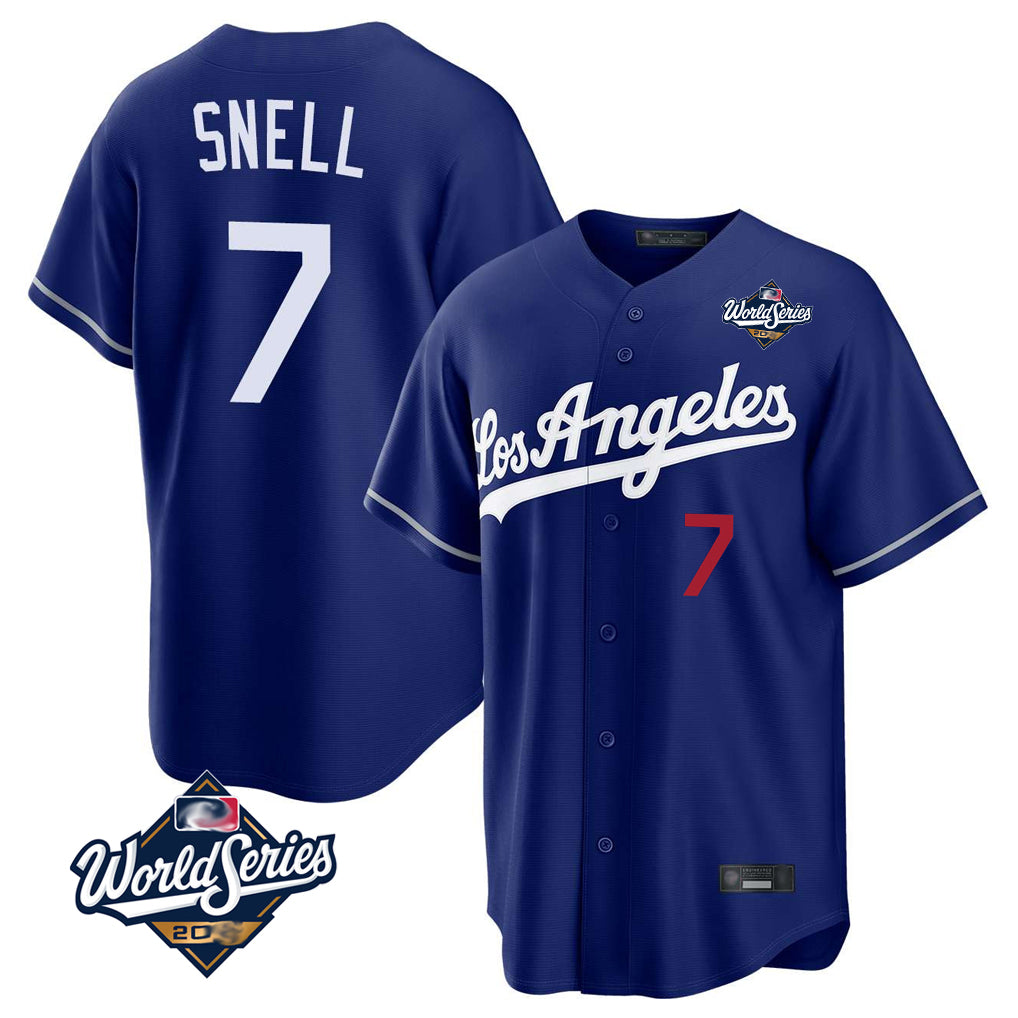 Ndoa LA.Dodgers #7 Blake Snell Player Royal Game World Series Home Stitched Jerseys