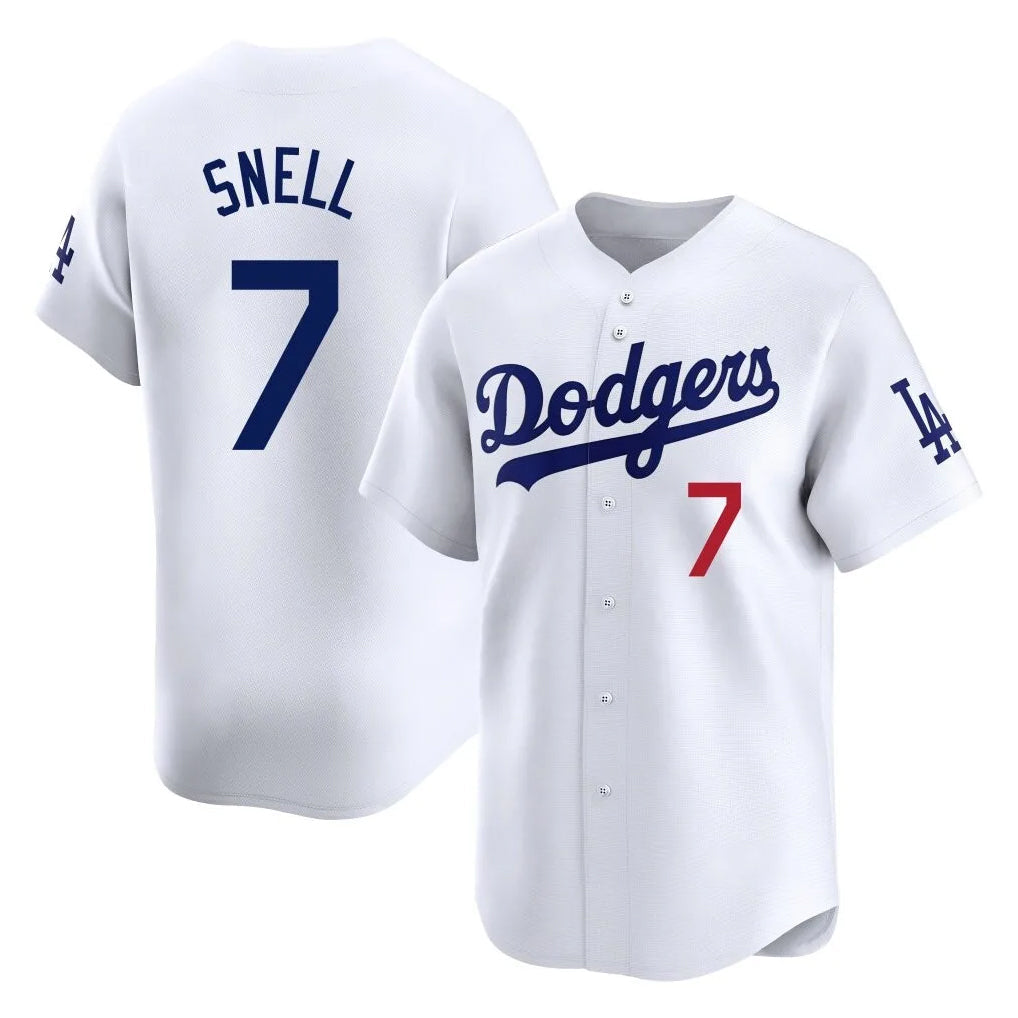 Ndoa LA.Dodgers #7 Blake Snell Player White Game Limited Home Stitched Jerseys