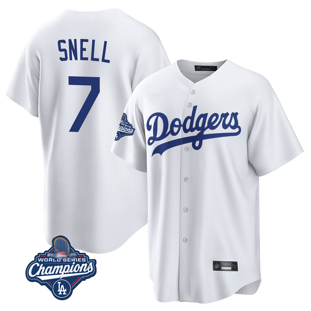 Ndoa LA.Dodgers #7 Blake Snell Player White Game World Series Meet Stitched Jerseys