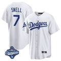 Ndoa LA.Dodgers #7 Blake Snell Player White Game World Series Meet Stitched Jerseys