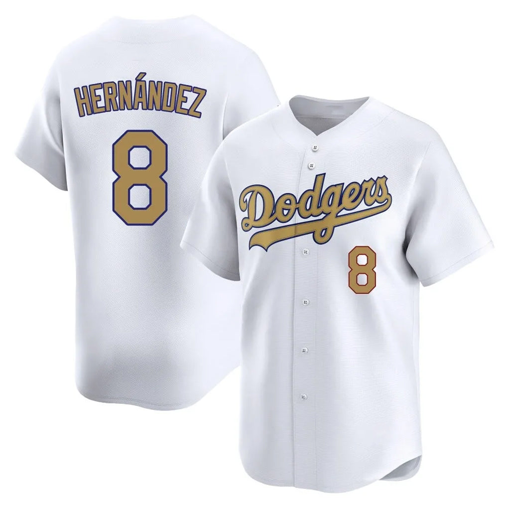 Ndoa LA.Dodgers #8 Enrique Hern?¡ì?¨¦ndez Player Gold Collection Limited Home Stitched Jerseys