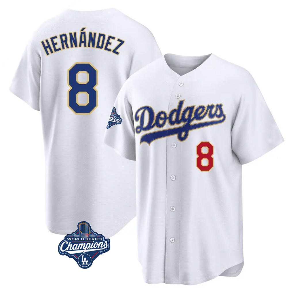 Ndoa LA.Dodgers #8 Enrique Hern?¡ì?¨¦ndez Player Gold White World Series Meet 2026 Collection Stadium Limited Stitched Jerseys