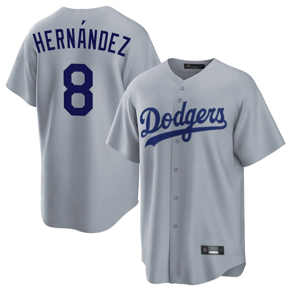Ndoa LA.Dodgers #8 Enrique Hern?¡ì?¨¦ndez Player Gray Game Stitched Jerseys