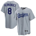 Ndoa LA.Dodgers #8 Enrique Hern?¡ì?¨¦ndez Player Gray Game Stitched Jerseys