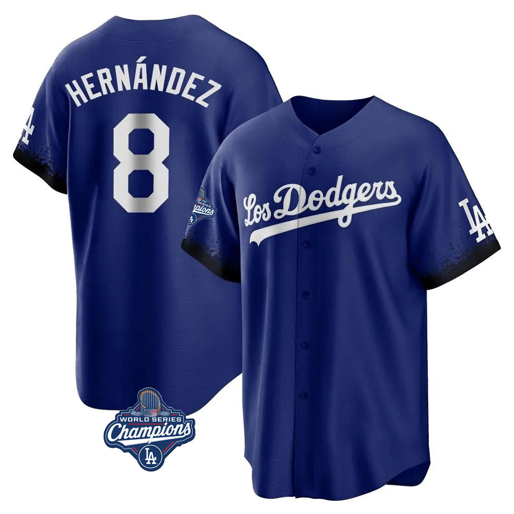 Ndoa LA.Dodgers #8 Enrique Hern?¡ì?¨¦ndez Player Royal World Series Meet City Connect Home Game Stitched Jerseys