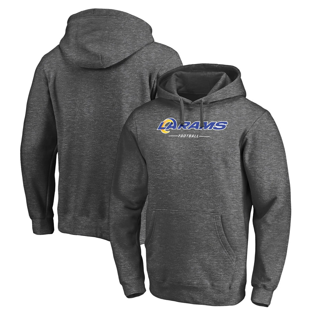 Ndoa LA.Rams Gray LOGO Pullover Hoodie Limited Game Blank Player Stitched Jerseys
