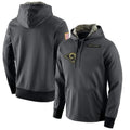 Ndoa LA.Rams Gray Pullover Hoodie Limited Game Blank Player Stitched Jerseys