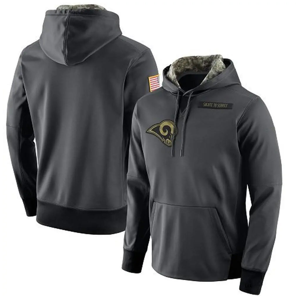 Ndoa LA.Rams Gray Pullover Hoodie Limited Game Blank Player Stitched Jerseys