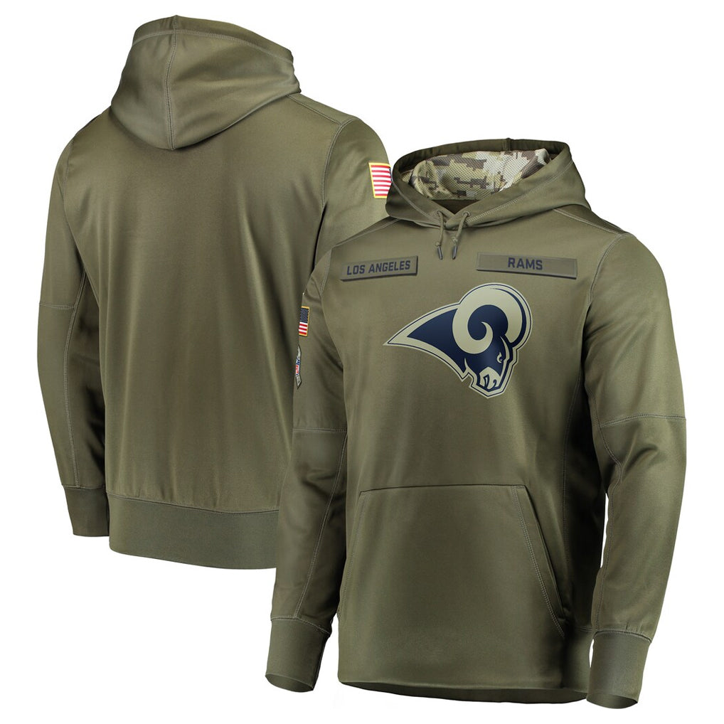 Ndoa LA.Rams Olive Salute to Service Pullover Hoodies Home Game Blank Player Stitched Jerseys