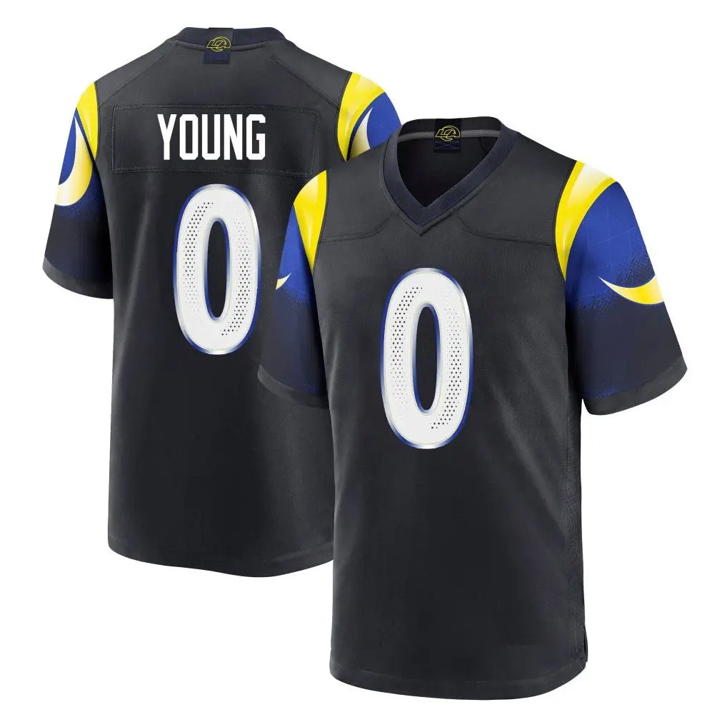 Ndoa LA.Rams #0 Byron Young Player Black Midnight Rivalries Collection Home Game Stitched Jerseys