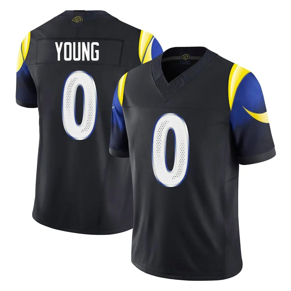 Ndoa LA.Rams #0 Byron Young Player Black Midnight Rivalries Collection Limited Home Game Stitched Jerseys