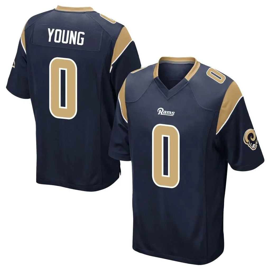 Ndoa LA.Rams #0 Byron Young Player Navy Home Game Stitched Jerseys