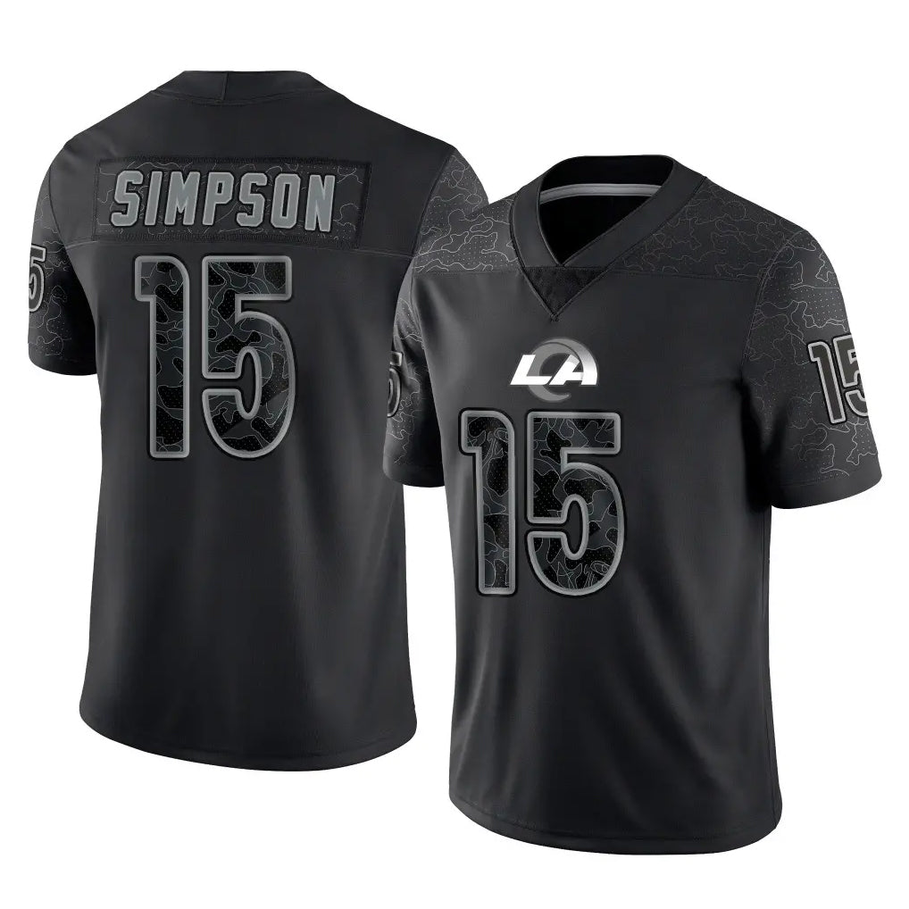 Ndoa LA.Rams #15 Ty Simpson Player Black Limited Reflective Home Game Stitched Jerseys
