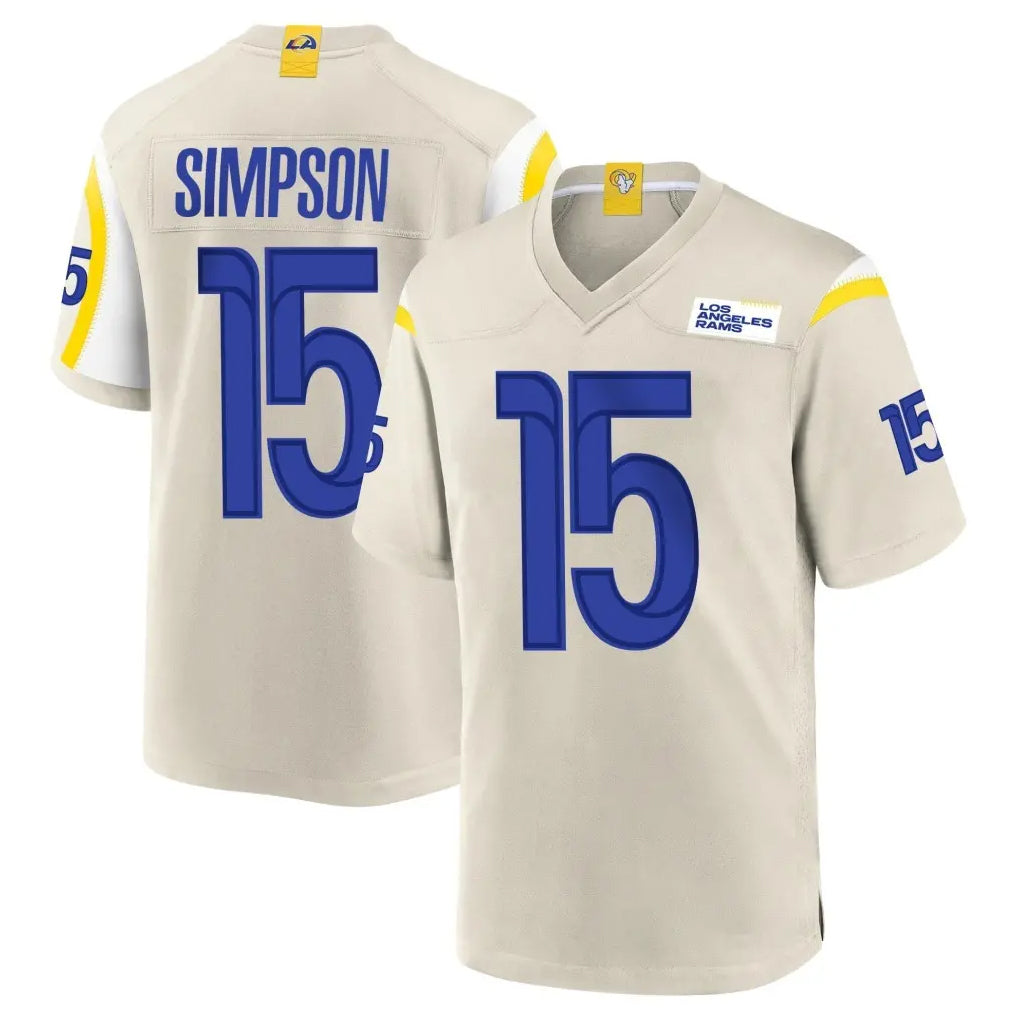 Ndoa LA.Rams #15 Ty Simpson Player Bone Home Game Stitched Jerseys