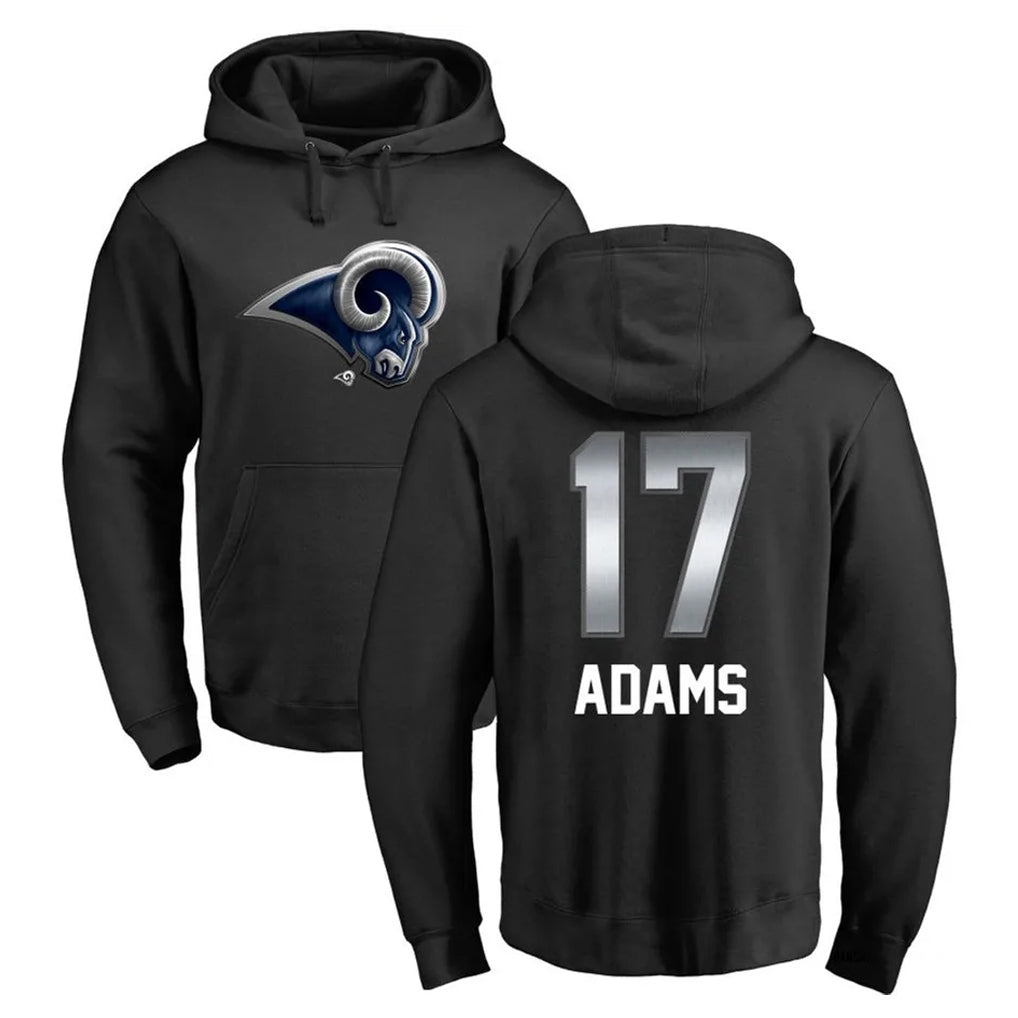 Ndoa LA.Rams #17 Davante Adams Player Black Pullover Hoodie Limited Game Stitched Jerseys
