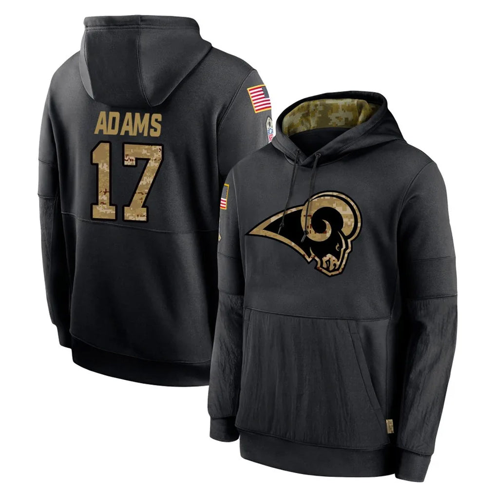 Ndoa LA.Rams #17 Davante Adams Player Black Salute to Service Hoodies Limited Game Stitched Jerseys