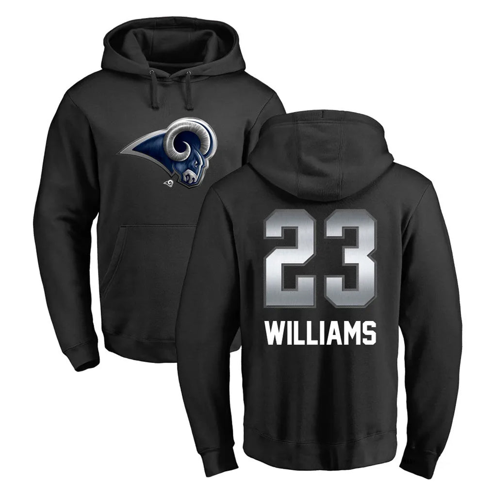 Ndoa LA.Rams #23 Kyren Williams Player Black Pullover Hoodie Limited Game Stitched Jerseys