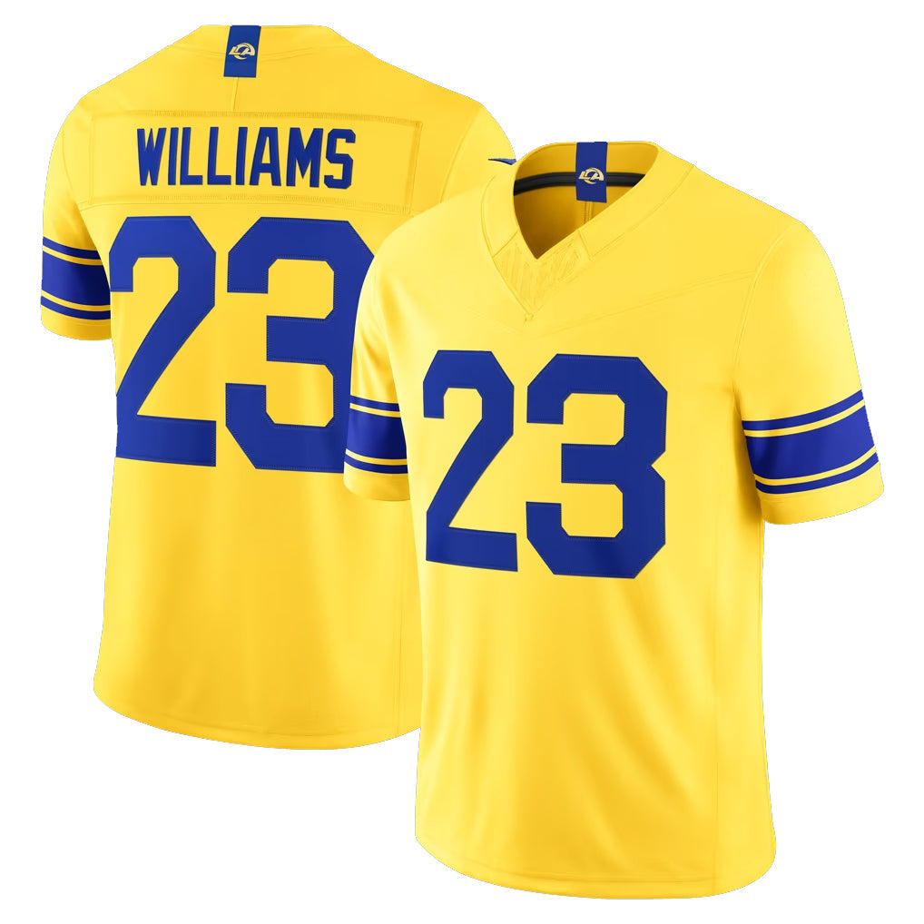 Ndoa LA.Rams #23 Kyren Williams Player Gold Classic Sol Vapor F.U.S.E. Home Game Stitched Jerseys