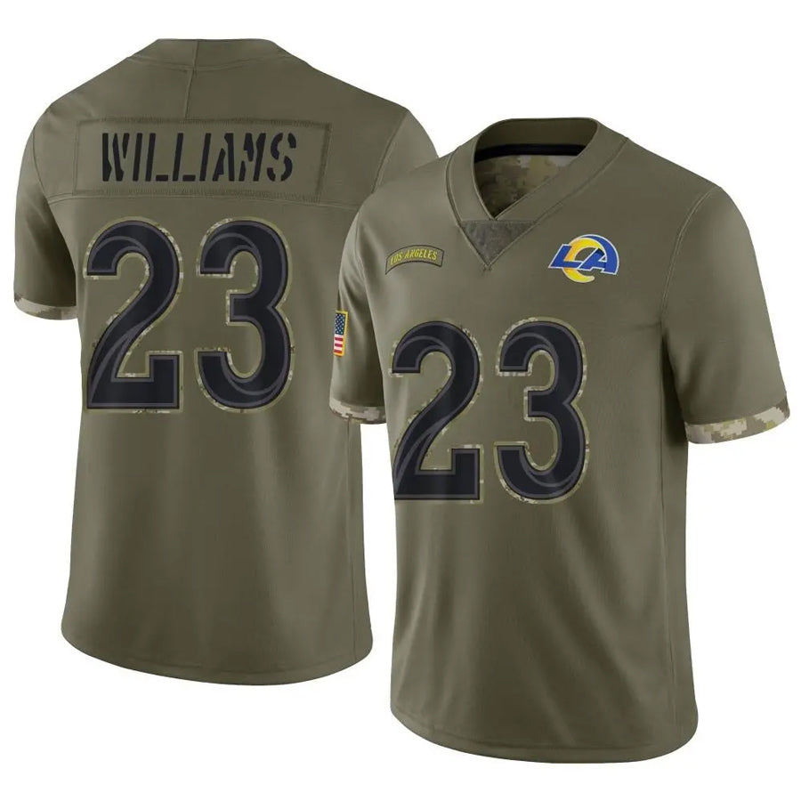 Ndoa LA.Rams #23 Kyren Williams Player Salute To Service Olive Stitched Jerseys