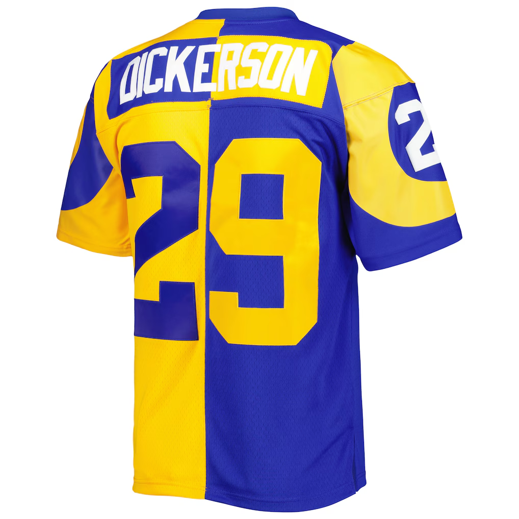 Ndoa LA.Rams #29 Eric Dickerson Mitchell & Ness RoyalGold 1984 Split Legacy Replica Jersey