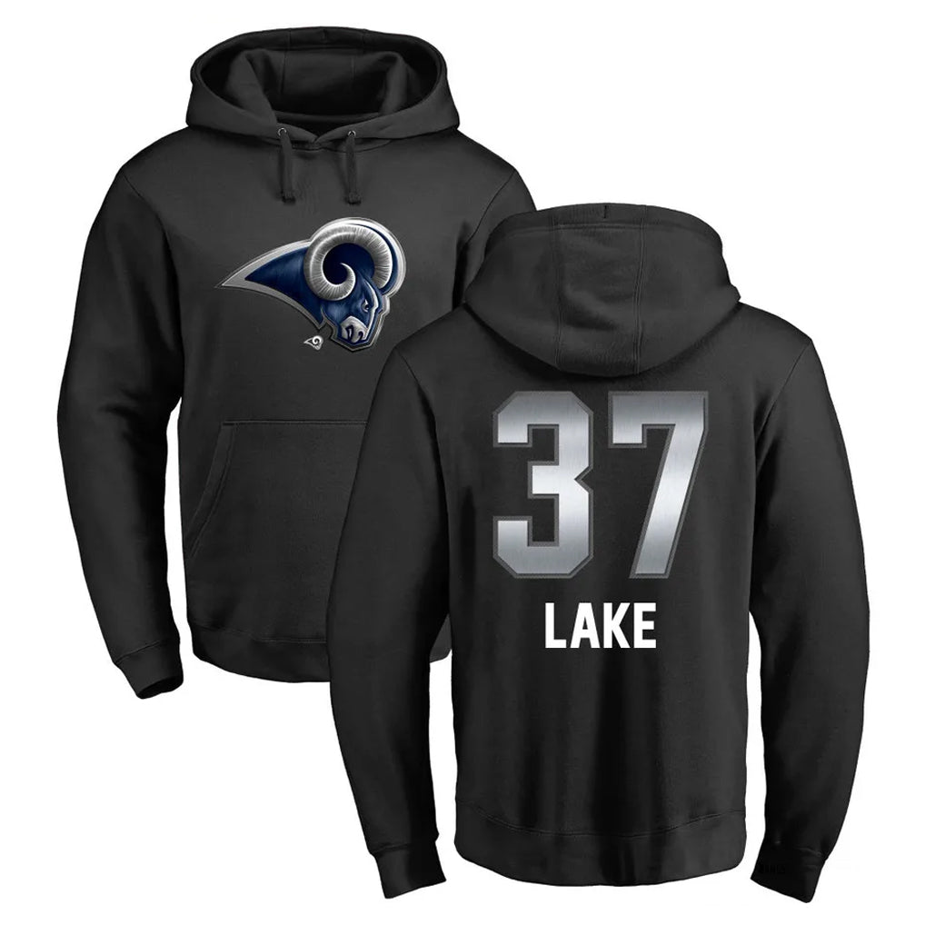 Ndoa LA.Rams #37 Quentin Lake Player Black Pullover Hoodie Limited Game Stitched Jerseys